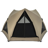 6-Sided Pop-up Family Tent with Rainfly, Skylight, 3 Doors, 3 Windows-Green