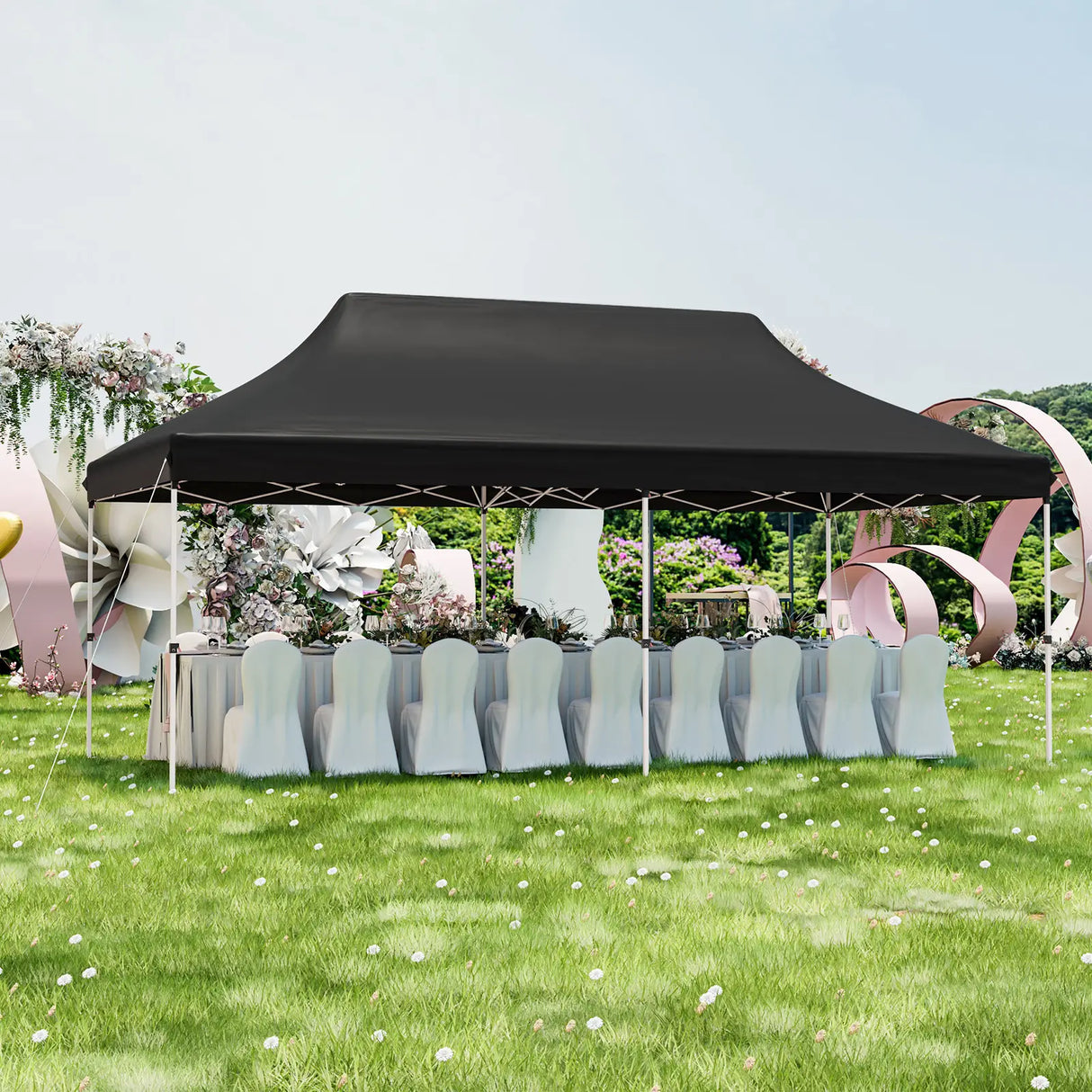 10 x 20 FT Pop-up Canopy Tent with Carrying Bag-Black