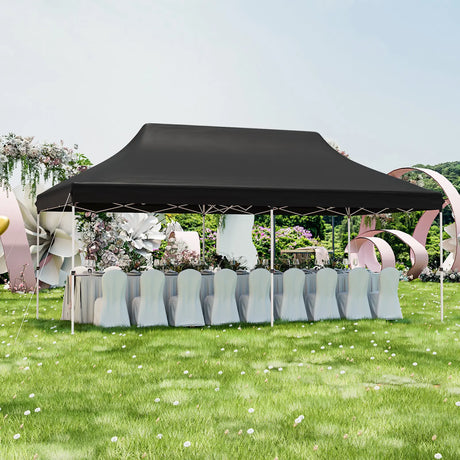 10 x 20 FT Pop-up Canopy Tent with Carrying Bag-Black