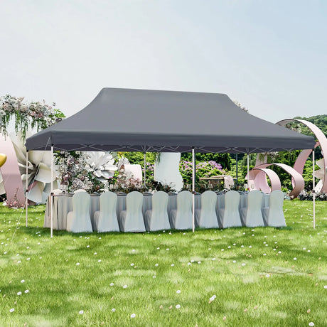 10 x 20 FT Pop-up Canopy Tent with Carrying Bag-Gray
