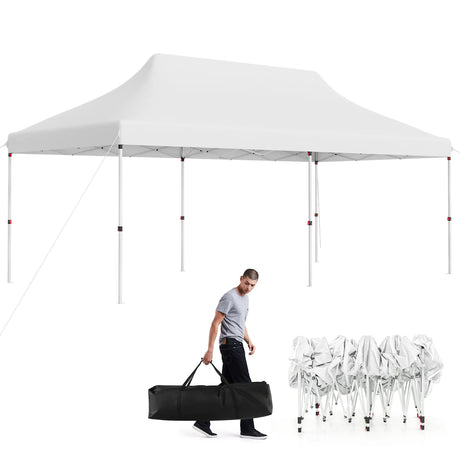 10 x 20 FT Pop-up Canopy Tent with Carrying Bag-White