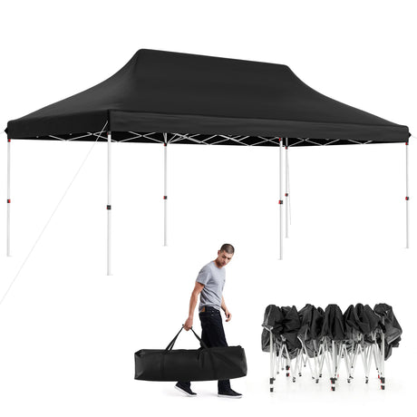 10 x 20 FT Pop-up Canopy Tent with Carrying Bag-Black