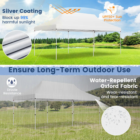 10 x 20 FT Pop-up Canopy Tent with Carrying Bag-White