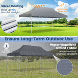 10 x 20 FT Pop-up Canopy Tent with Carrying Bag-Gray