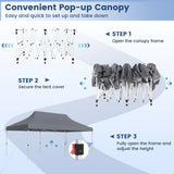 10 x 20 FT Pop-up Canopy Tent with Carrying Bag-Gray