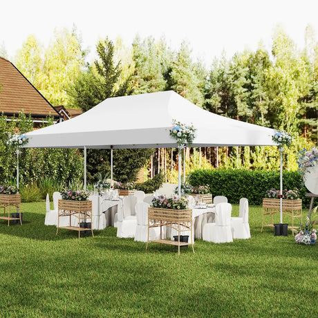 10 x 20 FT Pop up Canopy with 6 Sidewalls and Windows and Carrying Bag for Party Wedding Picnic-White
