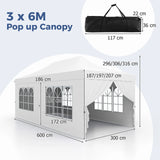 10 x 20 FT Pop up Canopy with 6 Sidewalls and Windows and Carrying Bag for Party Wedding Picnic-White
