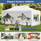 10 x 20 FT Pop up Canopy with 6 Sidewalls and Windows and Carrying Bag for Party Wedding Picnic-White