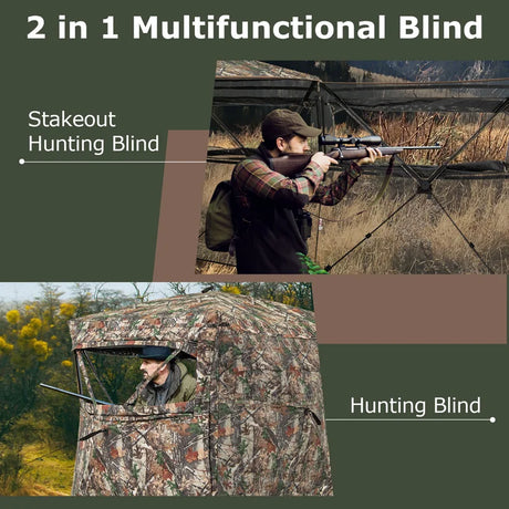 Pop-up Hunting Blind 360-Degree One Way See Through Ground Blind