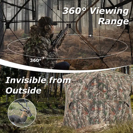 Pop-up Hunting Blind 360-Degree One Way See Through Ground Blind