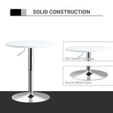 HOMCOM Bar Table Φ60cm Adjustable Height Round Bistro Table w/ Swivel Top Metal Frame Counter Surface Stylish Kitchen Conservatory White