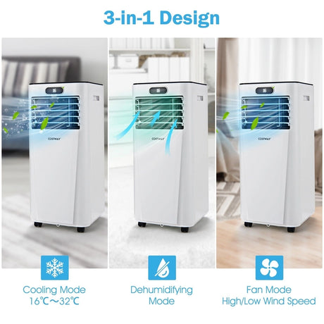 Portable 3-in-1 Air Conditioner with Remote Control and Sleep Mode-White