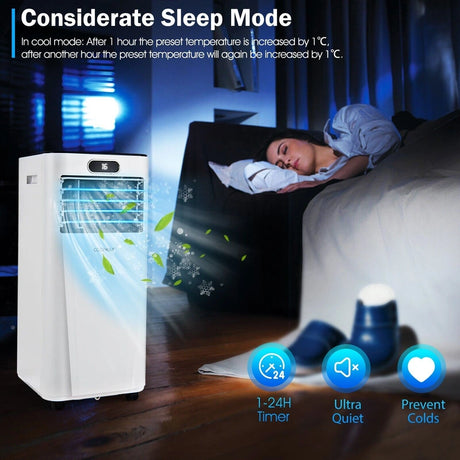 Portable 3-in-1 Air Conditioner with Remote Control and Sleep Mode-White
