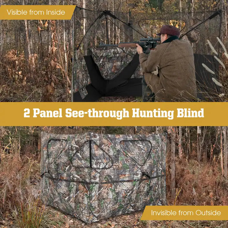 2-Panel Hunting Ground Blind Pop Up Fence with 3 Shoot Through Ports