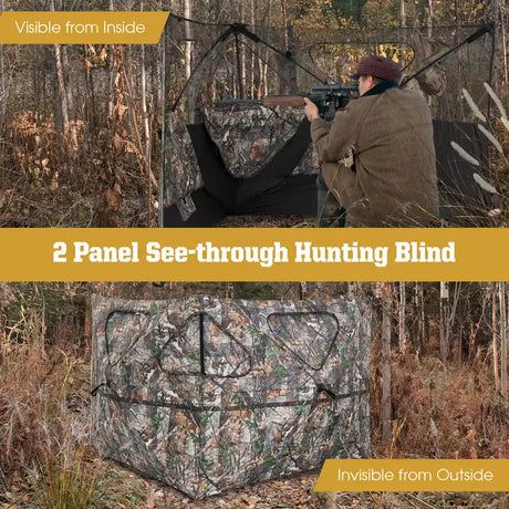 2-Panel Hunting Ground Blind Pop Up Fence with 3 Shoot Through Ports