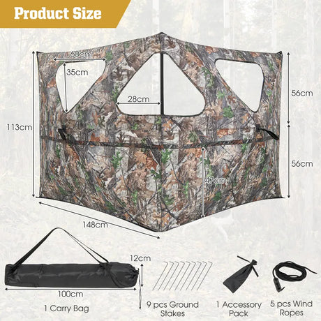 2-Panel Hunting Ground Blind Pop Up Fence with 3 Shoot Through Ports