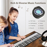 Portable 88-Key Roll Up Electronic Piano for Kids and Beginners-Black