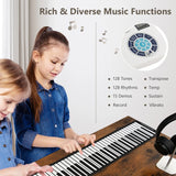 Portable 88-Key Roll Up Electronic Piano for Kids and Beginners-White