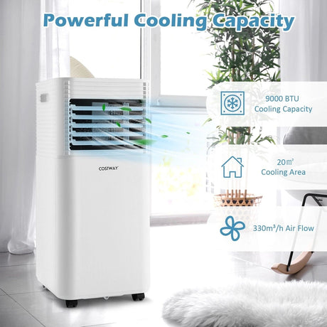 9000 BTU 3-in-1 Portable Air Conditionerwith Fan and Dehumidifier Mode-White