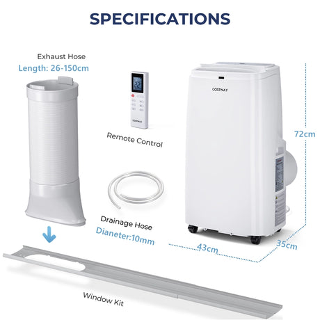2630W/3530W Portable Air Conditioner with Dehumidifier &amp; Fan-3530W
