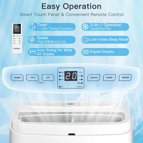2630W/3530W Portable Air Conditioner with Dehumidifier &amp; Fan-2630W