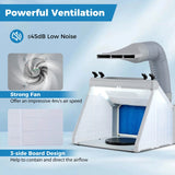 Portable Airbrush Paint Spray Booth Kit with LED Lights and Turntable
