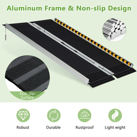 Portable Aluminum Wheelchair Ramp with Transition Plate-4FT