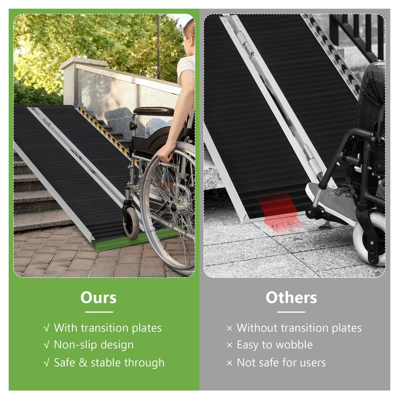 Portable Aluminum Wheelchair Ramp with Transition Plate-4FT