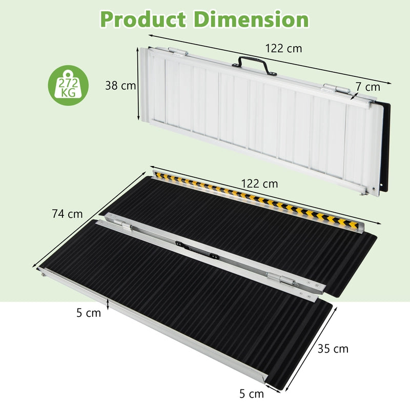 Portable Aluminum Wheelchair Ramp with Transition Plate-4FT
