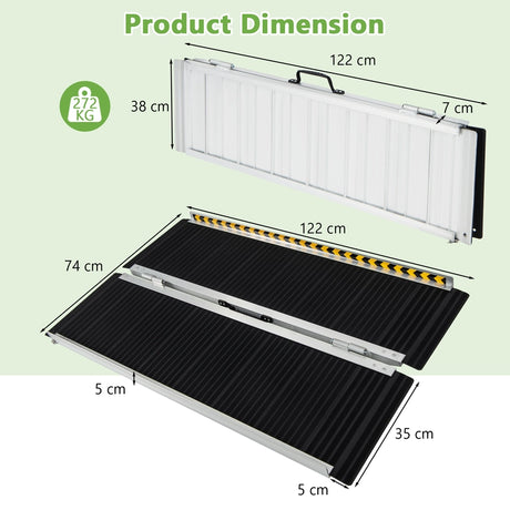 Portable Aluminum Wheelchair Ramp with Transition Plate-4FT