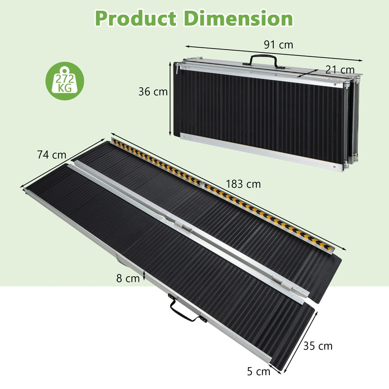 Portable Aluminum Wheelchair Ramp with Transition Plate-6FT
