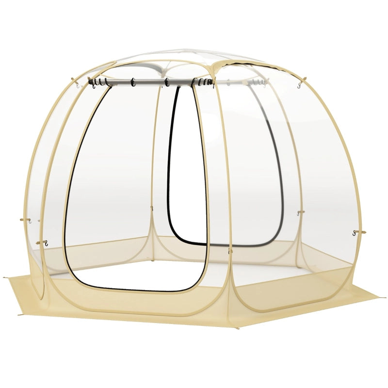 11 x 11 Feet Clear Dome Pop up Bubble Tent with Carrying Bag for 6-10 People-Beige