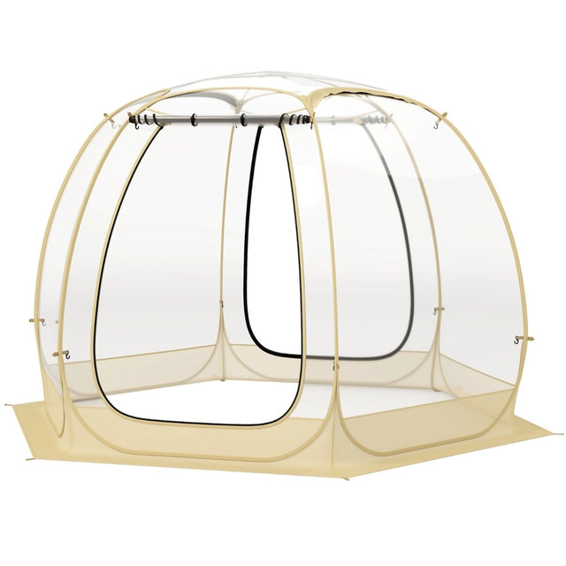 11 x 11 Feet Clear Dome Pop up Bubble Tent with Carrying Bag for 6-10 People-Beige