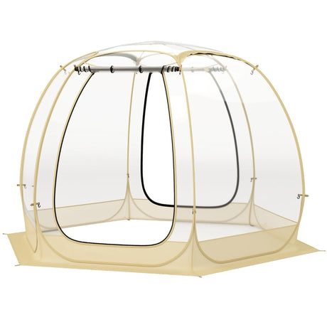 11 x 11 Feet Clear Dome Pop up Bubble Tent with Carrying Bag for 6-10 People-Beige