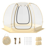 11 x 11 Feet Clear Dome Pop up Bubble Tent with Carrying Bag for 6-10 People-Beige