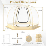 11 x 11 Feet Clear Dome Pop up Bubble Tent with Carrying Bag for 6-10 People-Beige