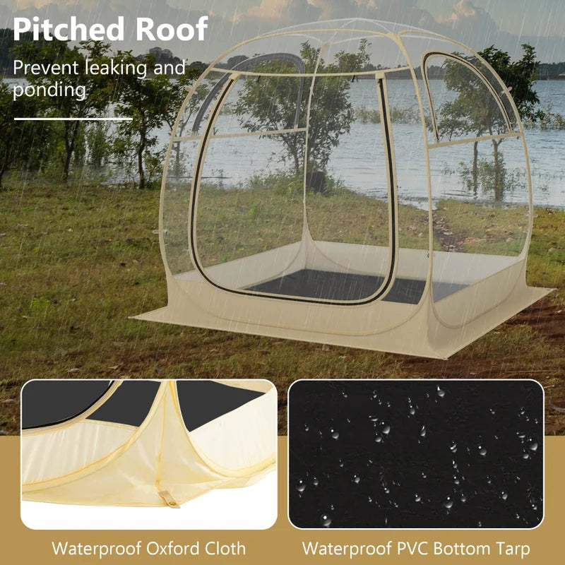 Instant Pop up Sports Tent with Carrying Bag and Floor Mat for 1-2/5-6 People-M