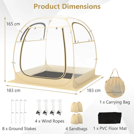 Instant Pop up Sports Tent with Carrying Bag and Floor Mat for 1-2/5-6 People-M