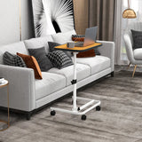 Portable Bedside Table with 9-Level Adjustable Height-Natural