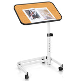 Portable Bedside Table with 9-Level Adjustable Height-Natural