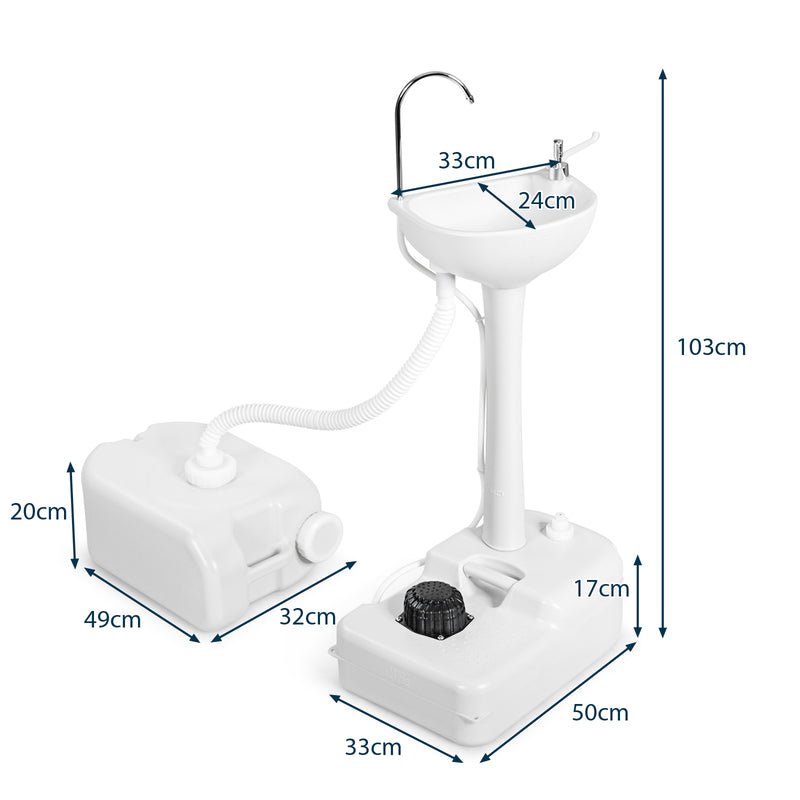 Camping Hand Wash Station Basin Stand with 4.5 Gallon Tank