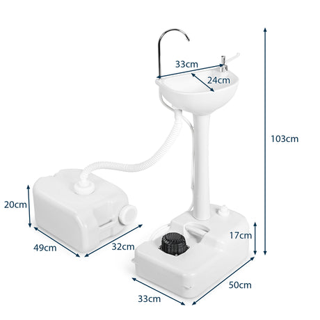 Camping Hand Wash Station Basin Stand with 4.5 Gallon Tank