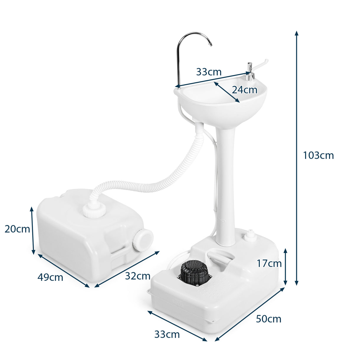 Camping Hand Wash Station Basin Stand with 4.5 Gallon Tank