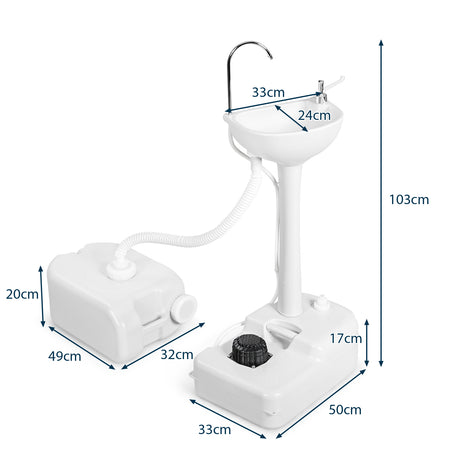 Camping Hand Wash Station Basin Stand with 4.5 Gallon Tank