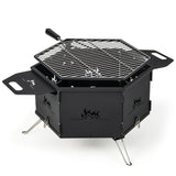 Portable Charcoal Grill Stove Rotatable with Foldable Body and Legs with Handles