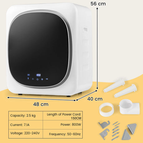 Portable Clothes Dryer Compact Laundry Dryer with 5 kg Stainless Steel Tub