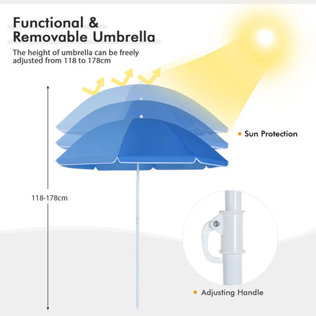 Portable Folding Picnic Double Chair With Umbrella-Turquoise