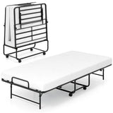 Portable Foldable Guest Bed with Heavy-duty Metal Frame and Mattress