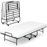 Portable Foldable Guest Bed with Heavy-duty Metal Frame and Mattress