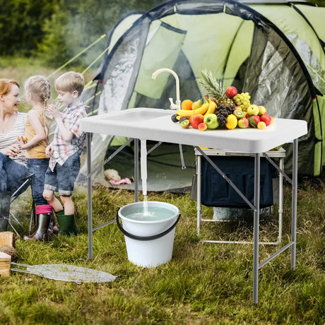 Portable Fish Cleaning Table with Sink for Picnic & Fishing